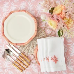 Pink Geometric Bamboo Dinner Plate