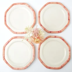 Pink Geometric Bamboo Dinner Plate (Set Of 4)