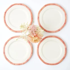 Pink Geometric Bamboo Starter Plate (Set Of 4)