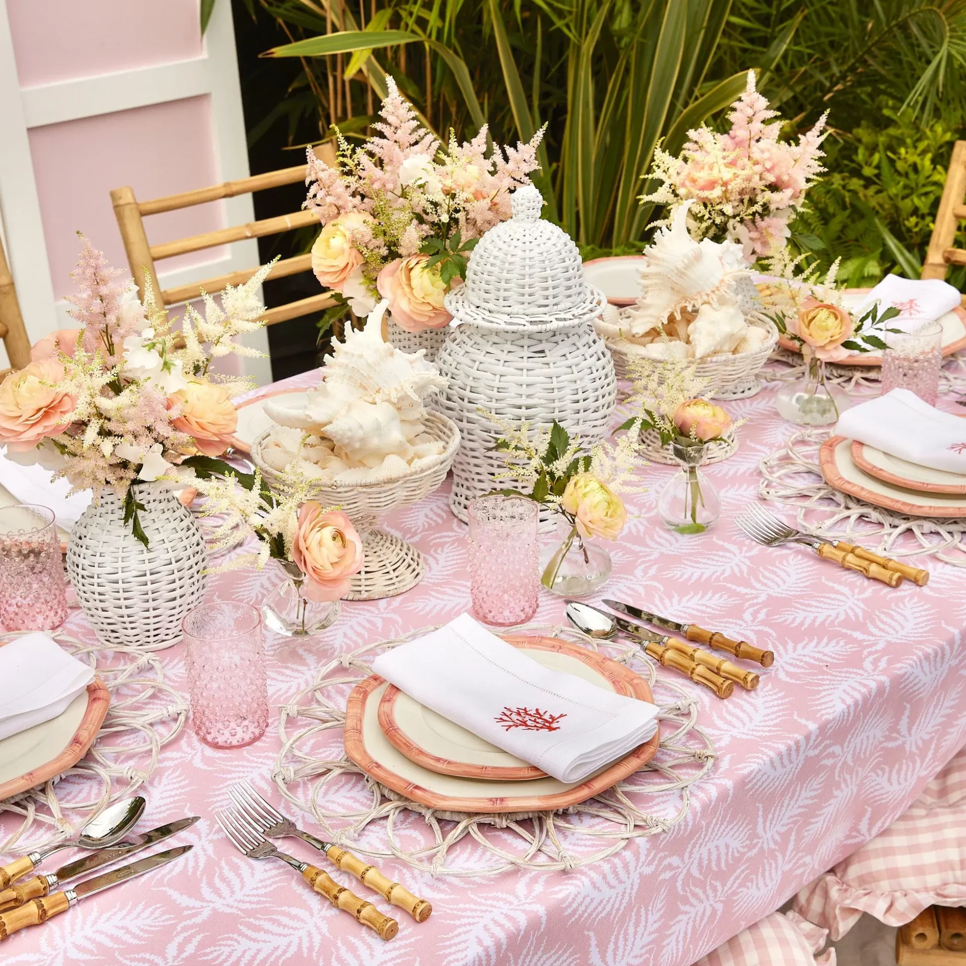 Pink Geometric Bamboo Starter Plate (Set Of 4)