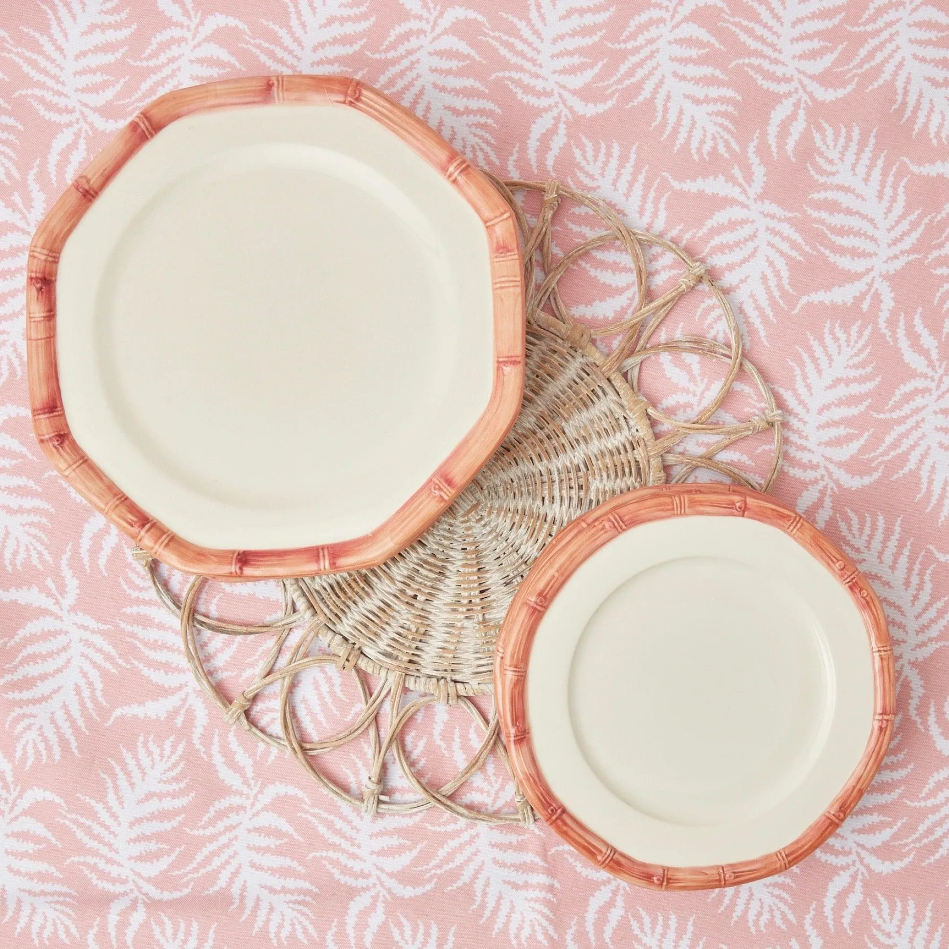 Pink Geometric Bamboo Starter Plate (Set Of 4)