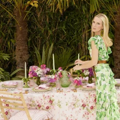 Pink Geometric Bamboo Starter Plate (Set Of 4)