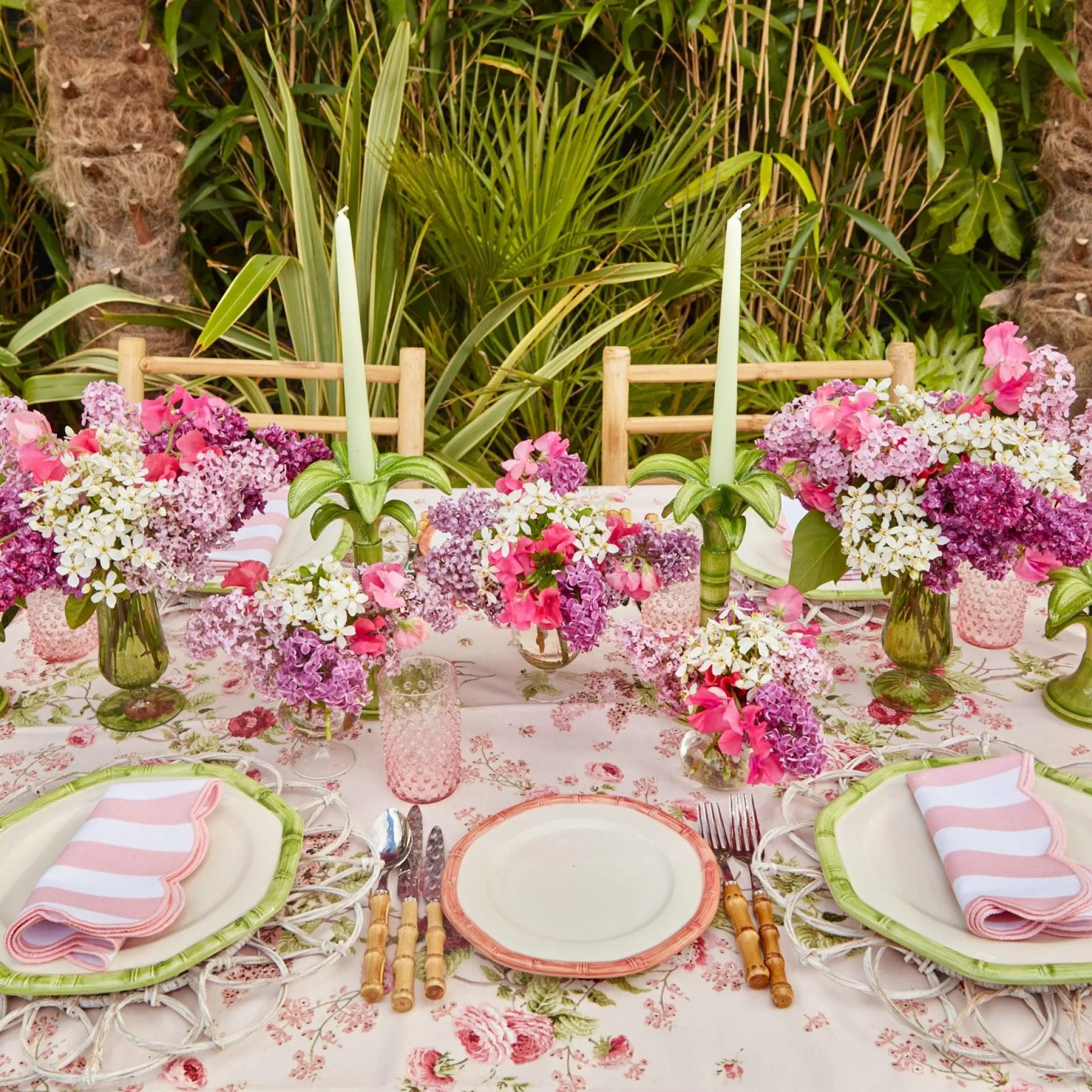 Pink Geometric Bamboo Starter Plate (Set Of 4)