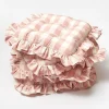 Pink Gingham Ruffle Seat Pad Cushion (Set Of 4)