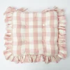 Pink Gingham Ruffle Seat Pad Cushion