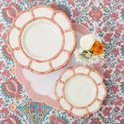 Pink Petal Bamboo Dinner & Starter Plates (Set Of 8)