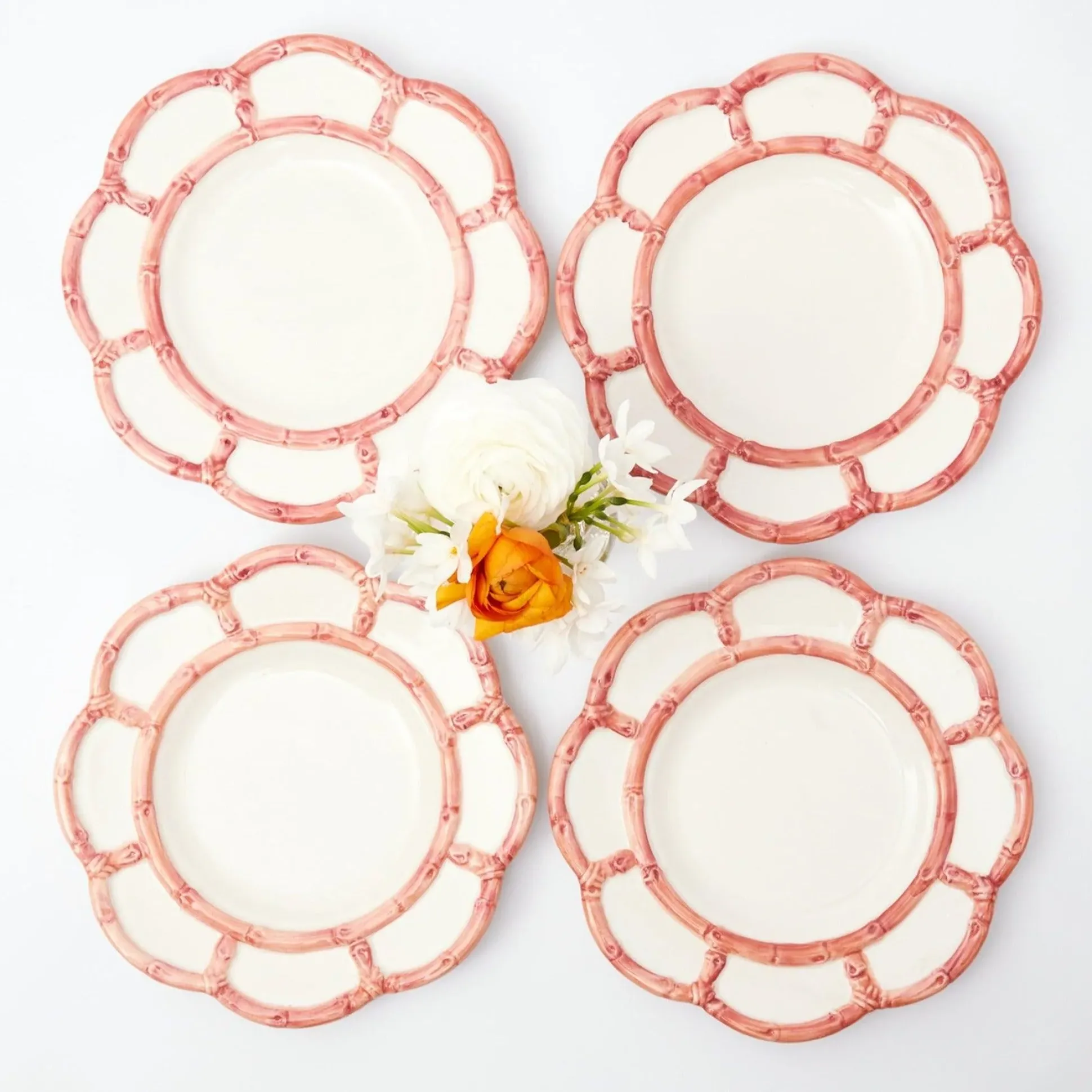 Pink Petal Bamboo Starter Plates (Set Of 4)
