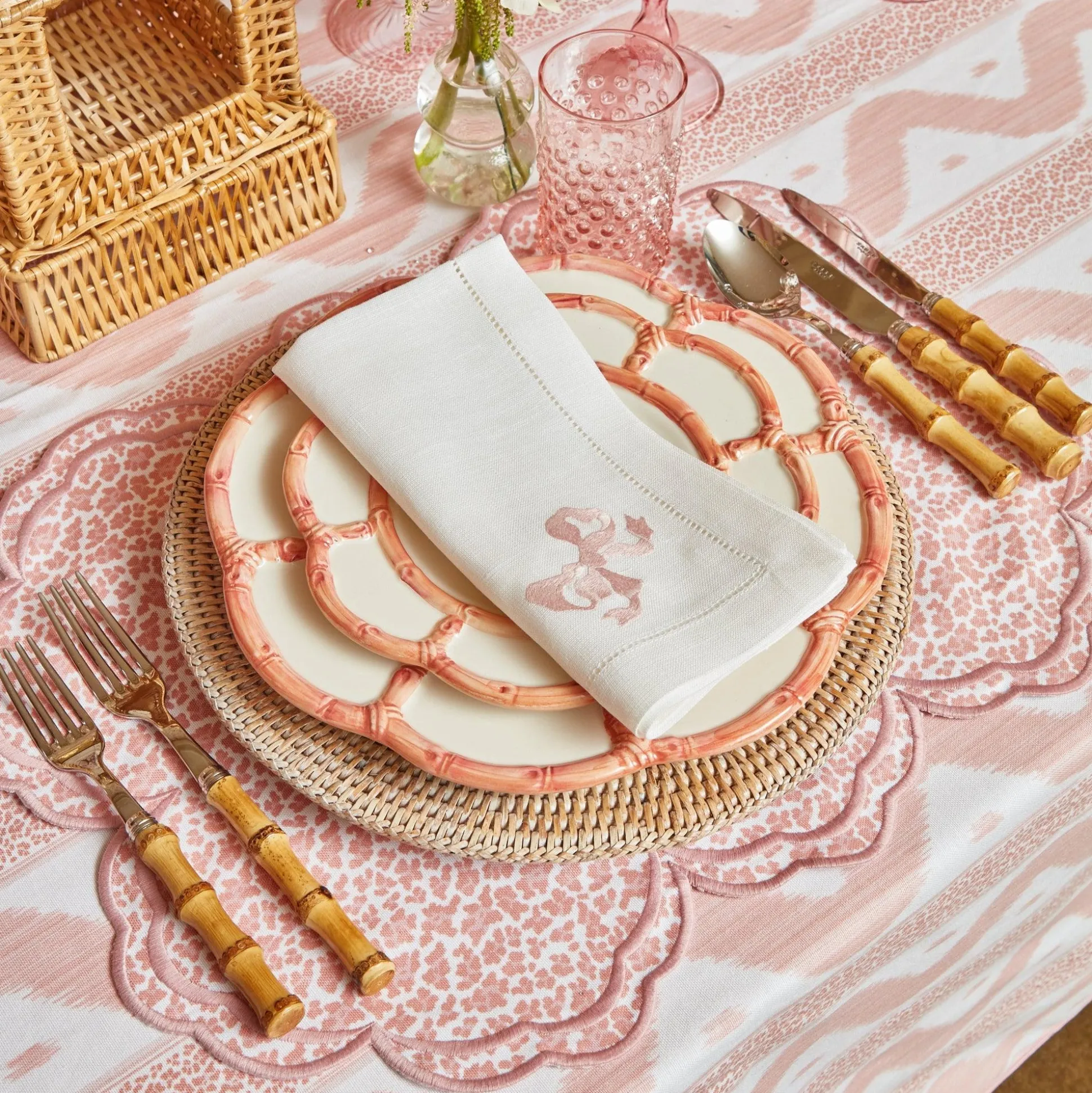 Pink Petal Bamboo Starter Plates (Set Of 4)