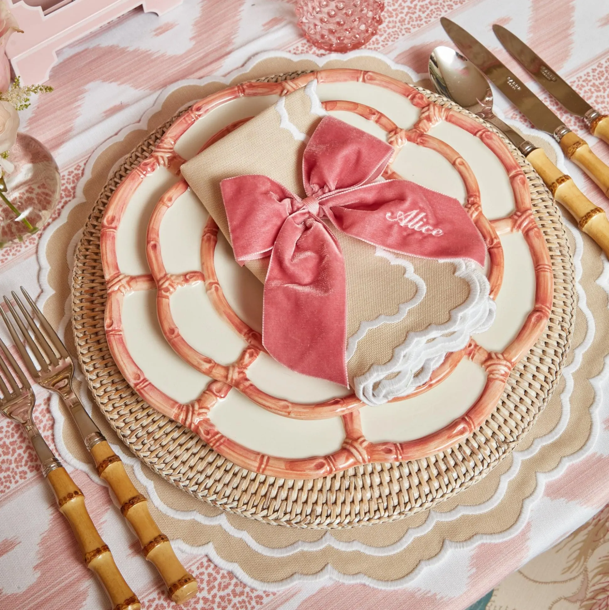 Pink Petal Bamboo Starter Plates (Set Of 4)