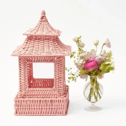 Pink Rattan Pagoda Lantern