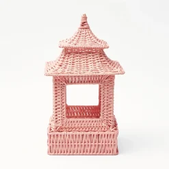 Pink Rattan Pagoda Lantern