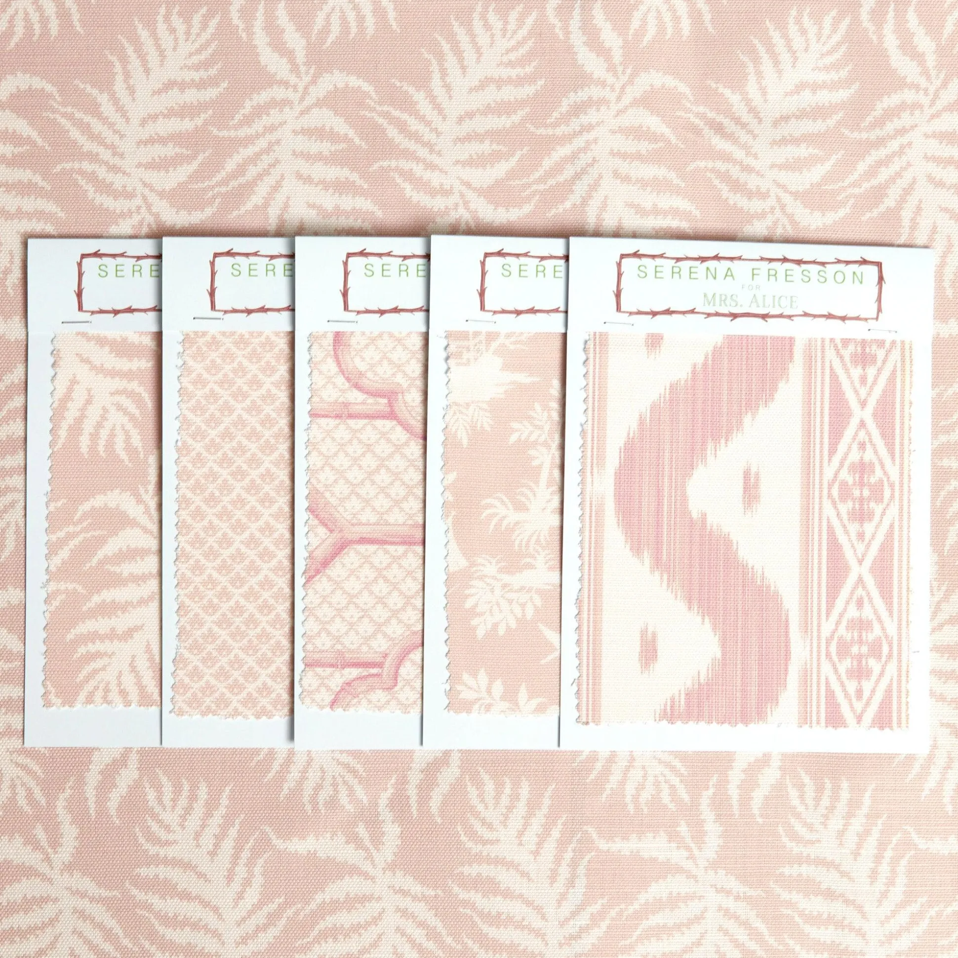 Pink Trailing Ferns Fabric