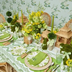 Potted Boxwood With Green Bow Decoration Set