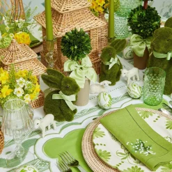 Potted Boxwood With Green Bow Decoration Set