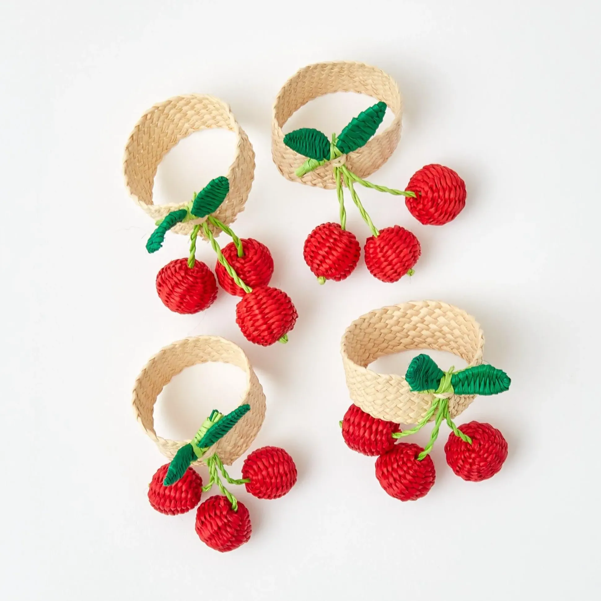 Raffia Cherry Napkin Holders (Set Of 4)