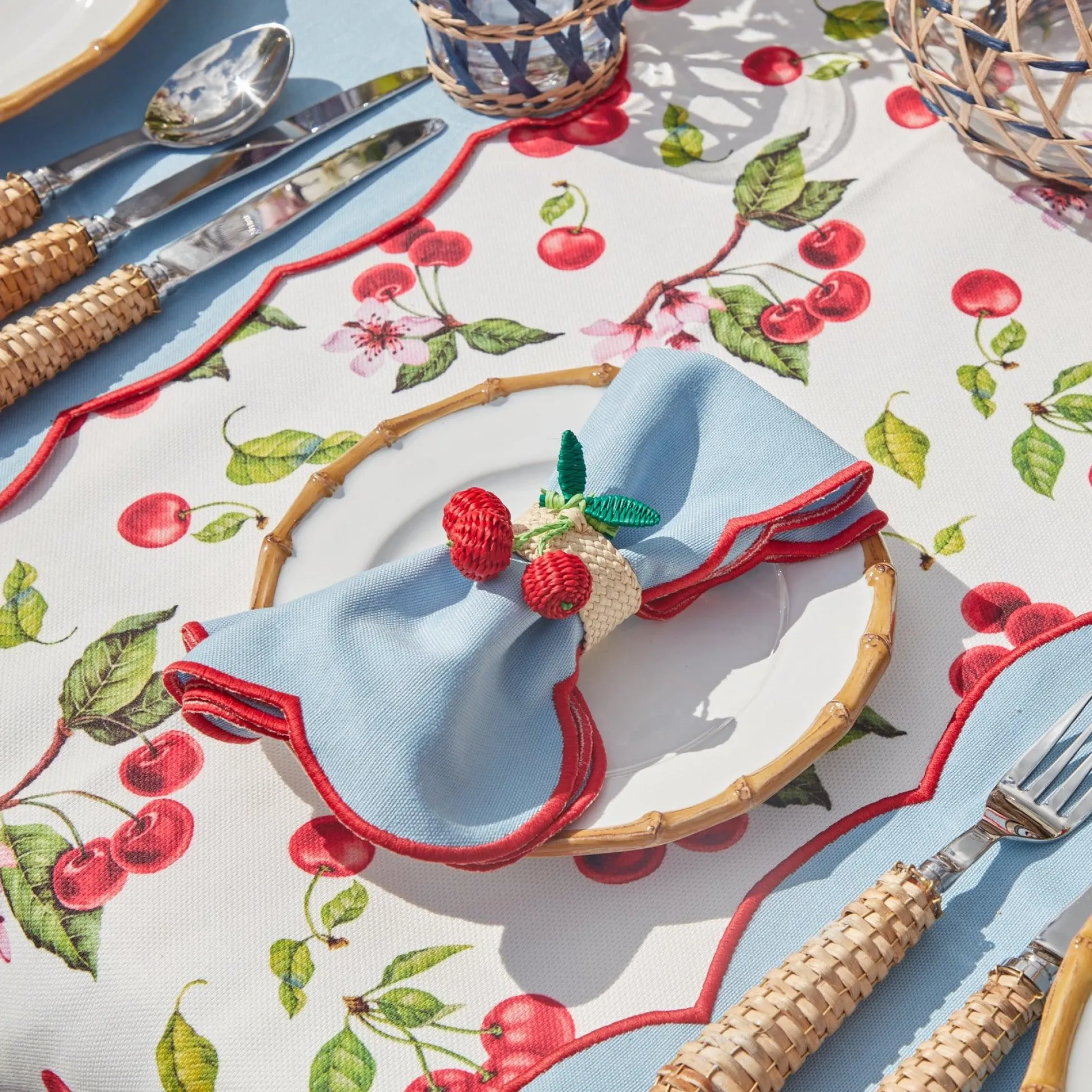 Raffia Cherry Napkin Holders (Set Of 4)