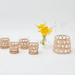 Raffia Water Glasses & Jug Set