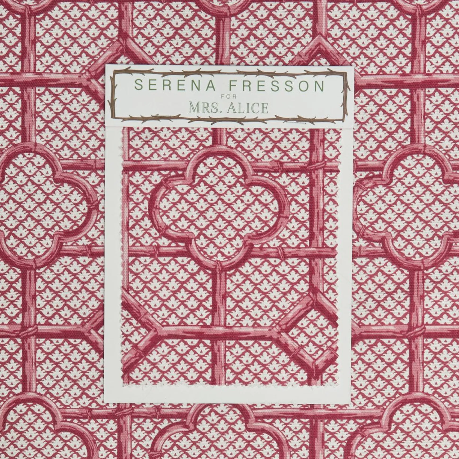 Raspberry Pink Bamboo Trellis Fabric