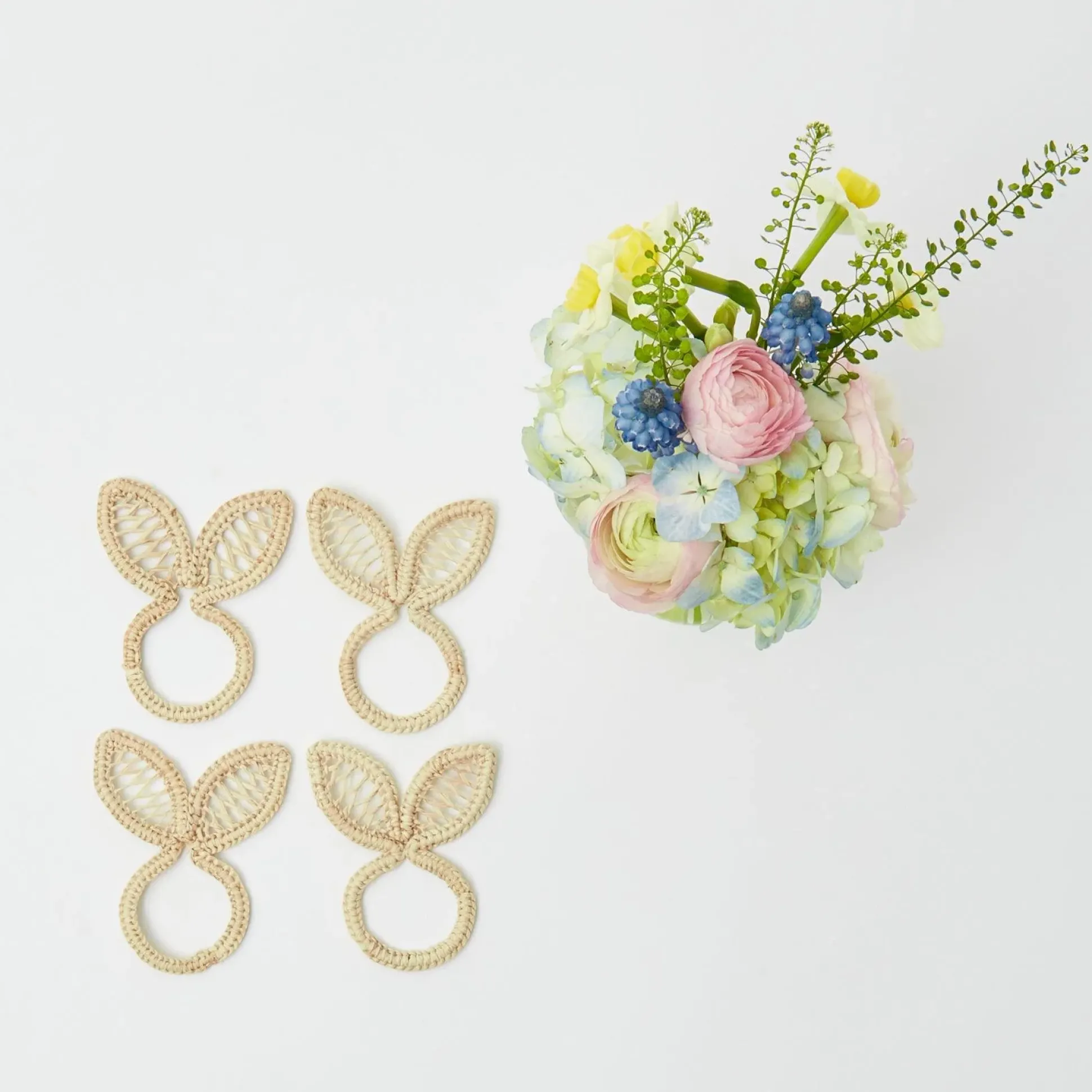 Rattan Bunny Napkin Rings (Set Of 4)