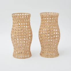 Rattan Hurricane Lantern (Pair)