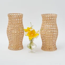 Rattan Hurricane Lantern (Pair)
