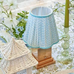 Rechargeable Lamp With Baby Blue Lotus Lampshade