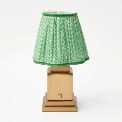 Rechargeable Lamp With Green Lotus Lampshade