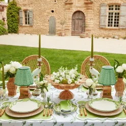 Rechargeable Lamp With Green Lotus Lampshade