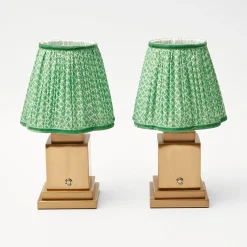 Rechargeable Lamp With Green Lotus Lampshade