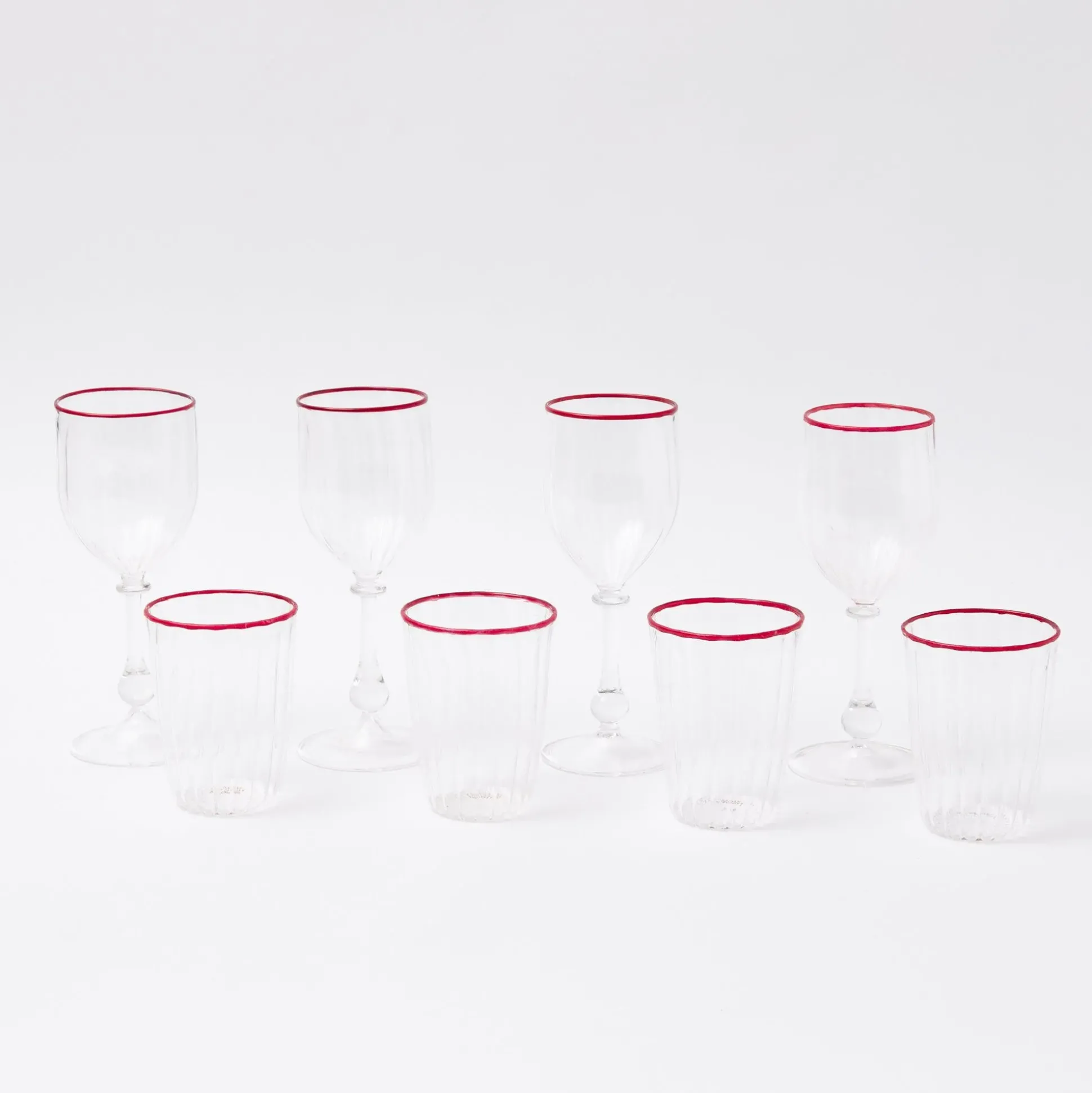 Red Rim Glassware (Set Of 8)