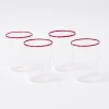 Red Rim Water Glasses (Set Of 4)