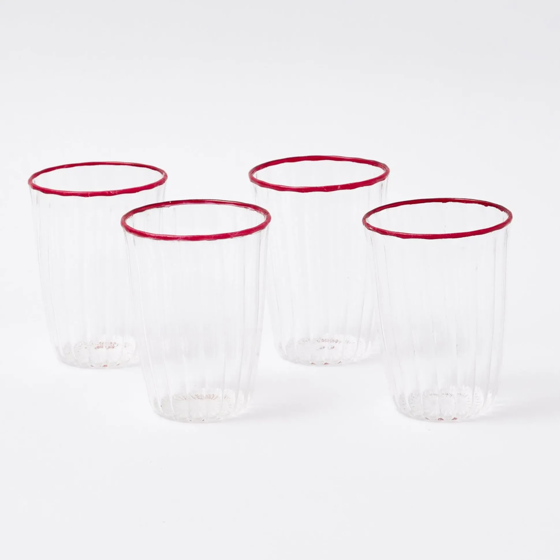 Red Rim Water Glasses (Set Of 4)