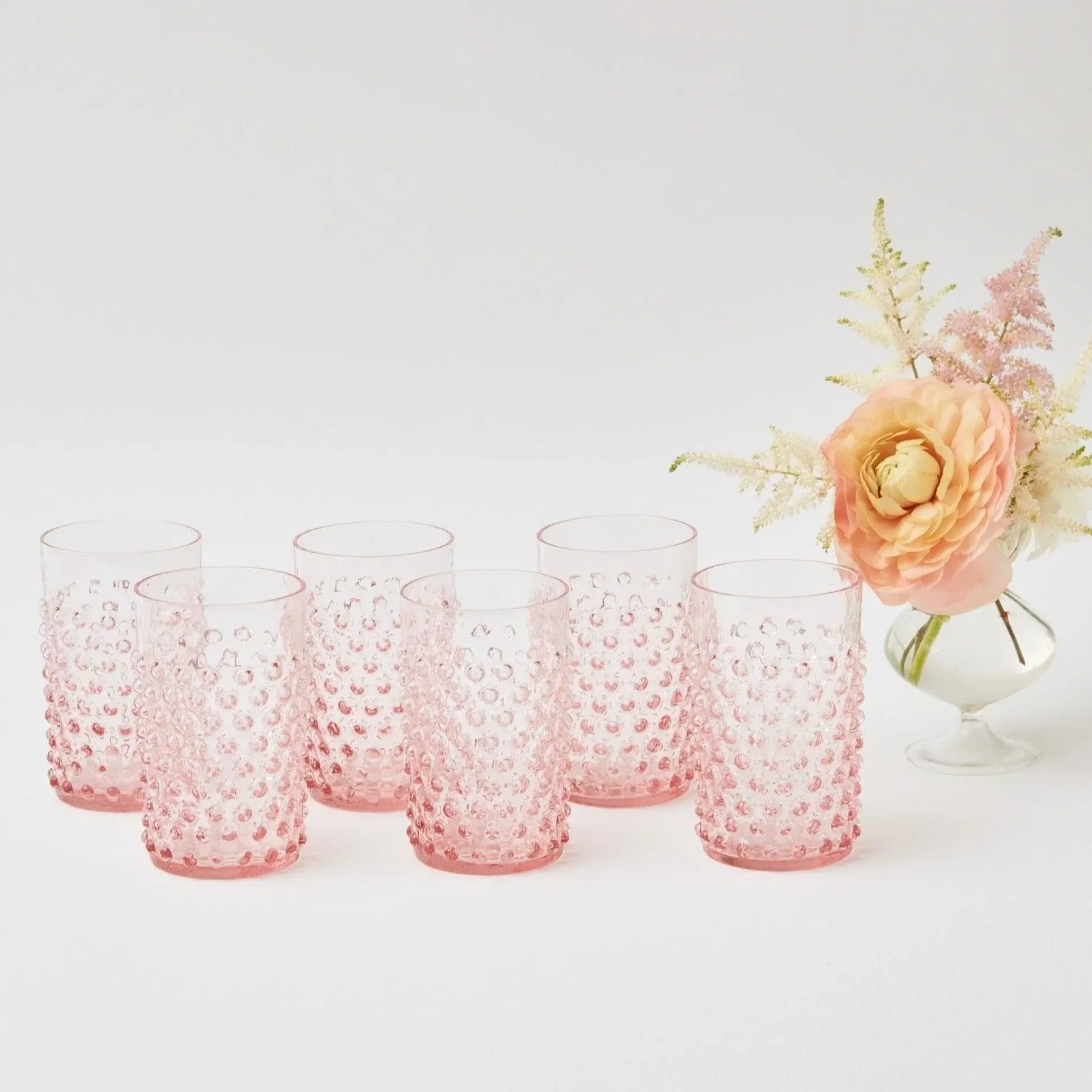 Rose Pink Hobnail Glasses (Set Of 6)