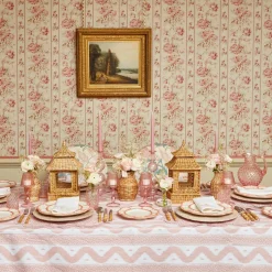 Rose Pink Hobnail Water Glasses & Jug Set