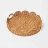 Round Rattan Scalloped Tray