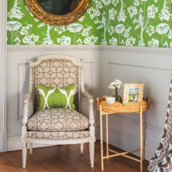 Round Scalloped Rattan Tray With Stand