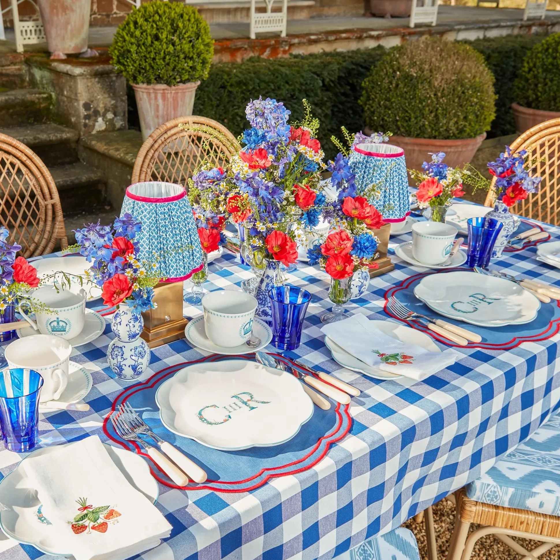 Royal Blue Gingham Tablecloth
