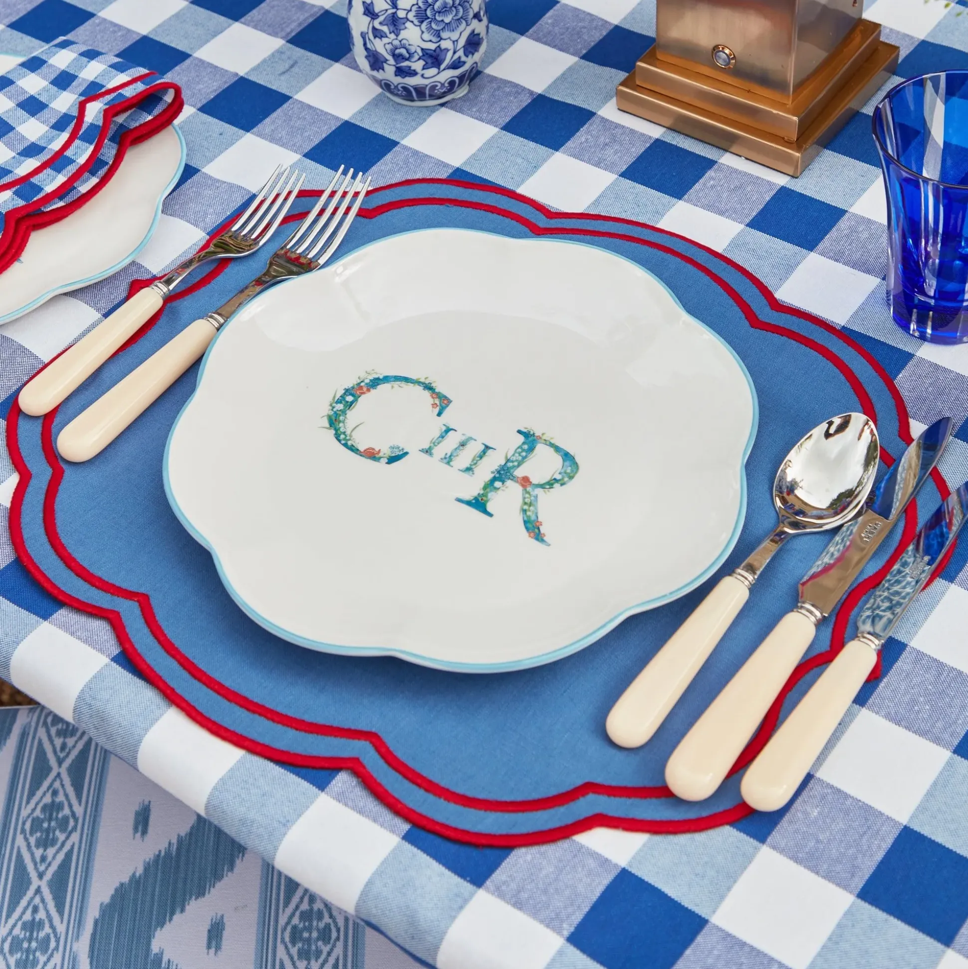 Royal Blue Gingham Tablecloth