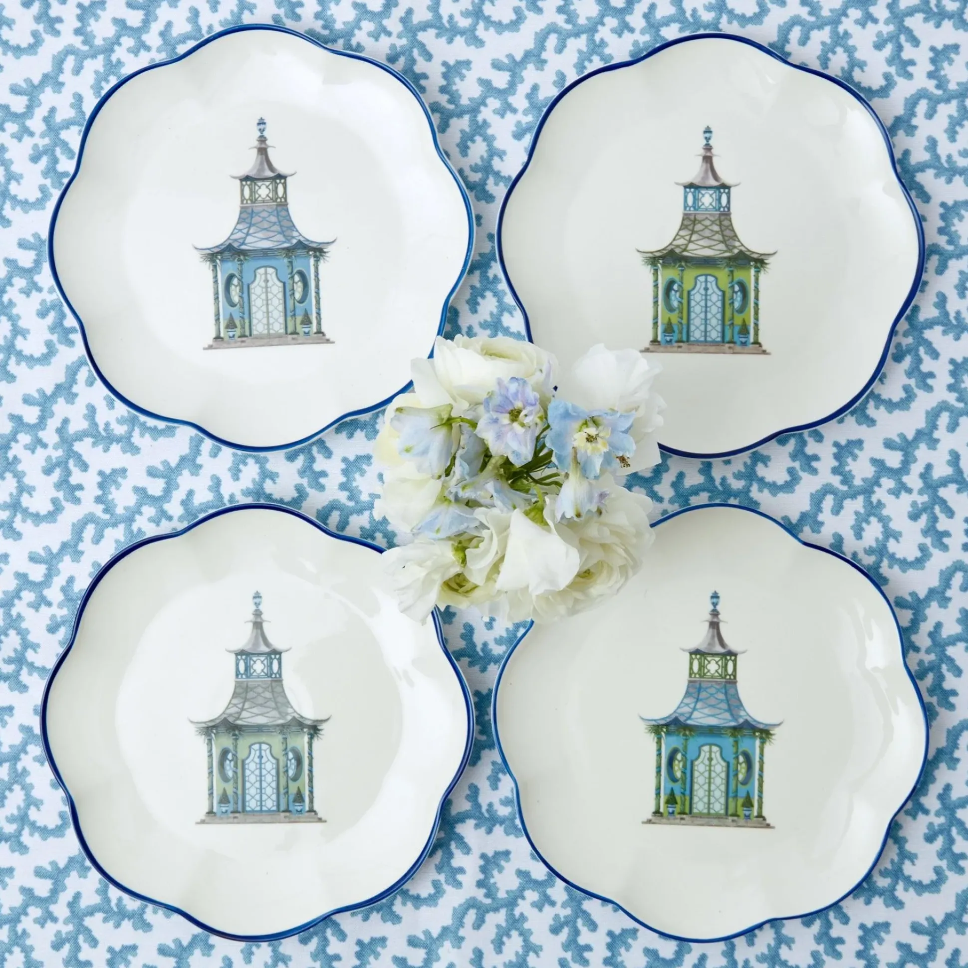 Scalloped Pagoda Starter Plate (Set Of 4)