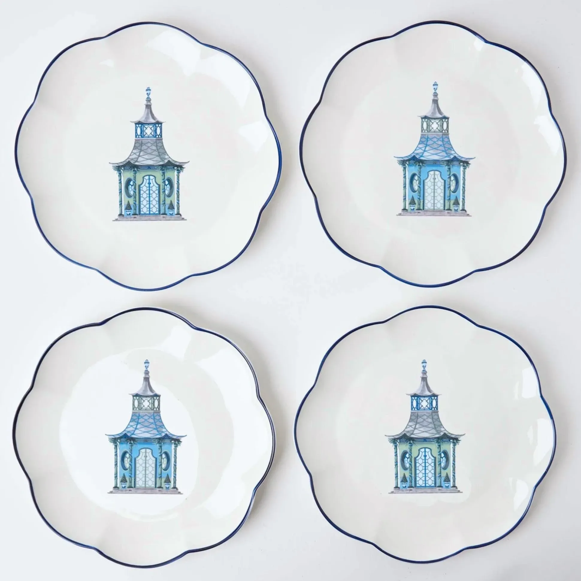 Scalloped Pagoda Starter Plate (Set Of 4)