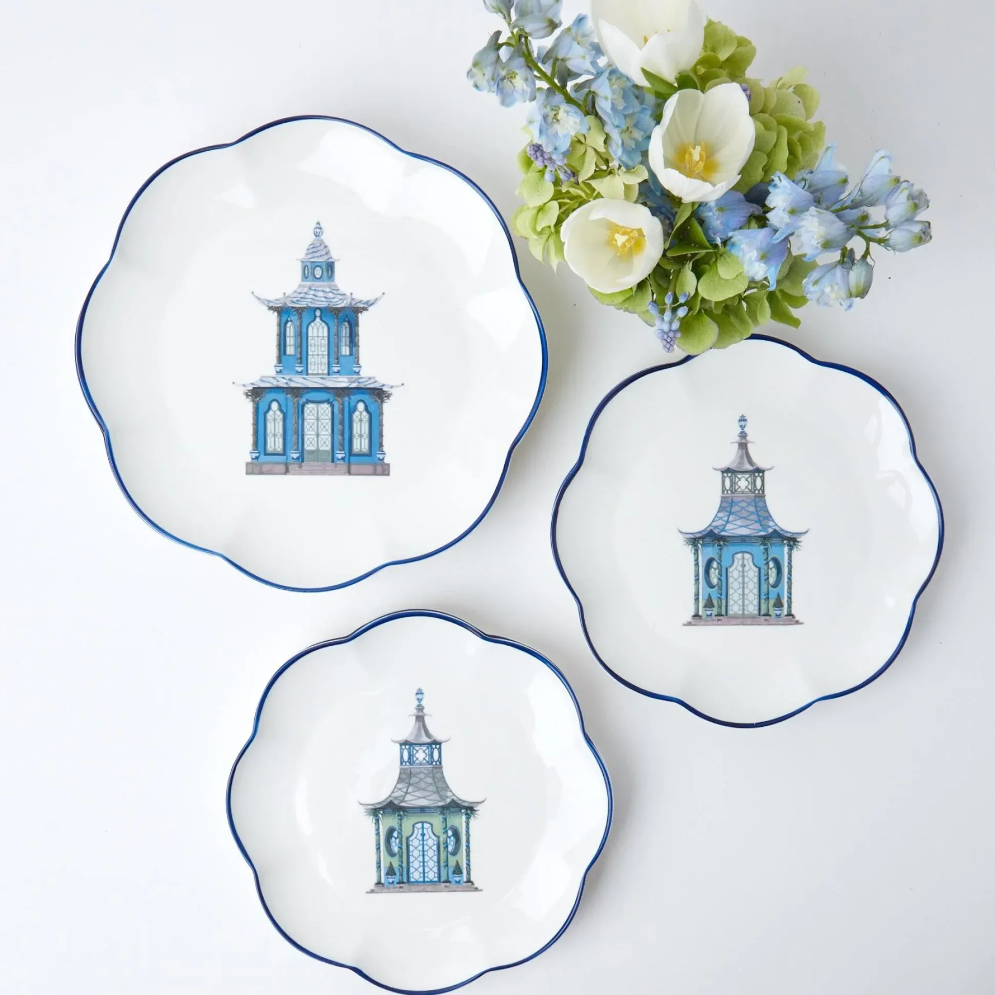Scalloped Pagoda Starter Plate (Set Of 4)
