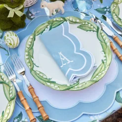 Serena Applique Blue Napkins (Set Of 4)