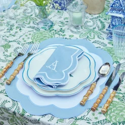 Serena Applique Blue Napkins (Set Of 4)