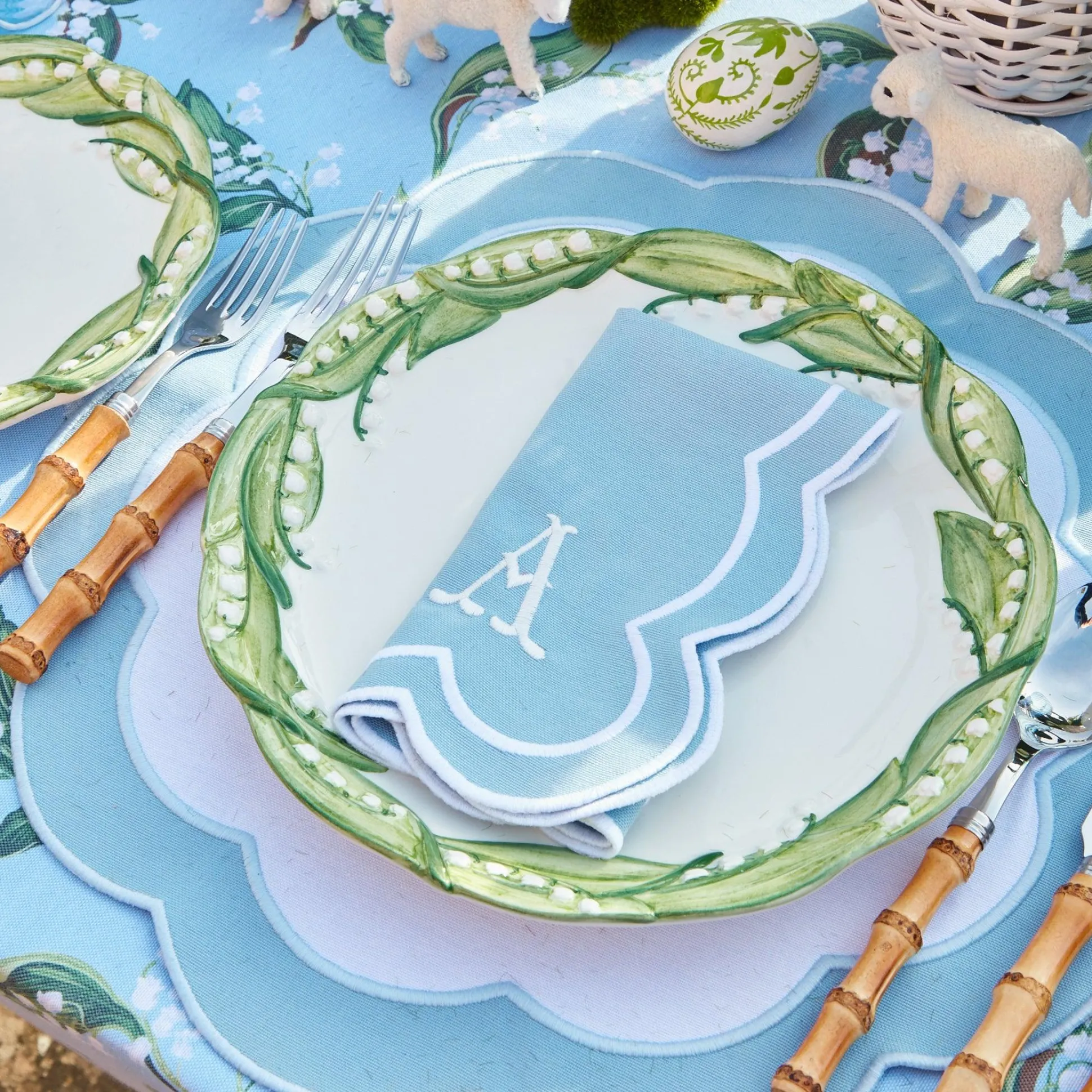 Serena Applique Blue Napkins (Set Of 4)