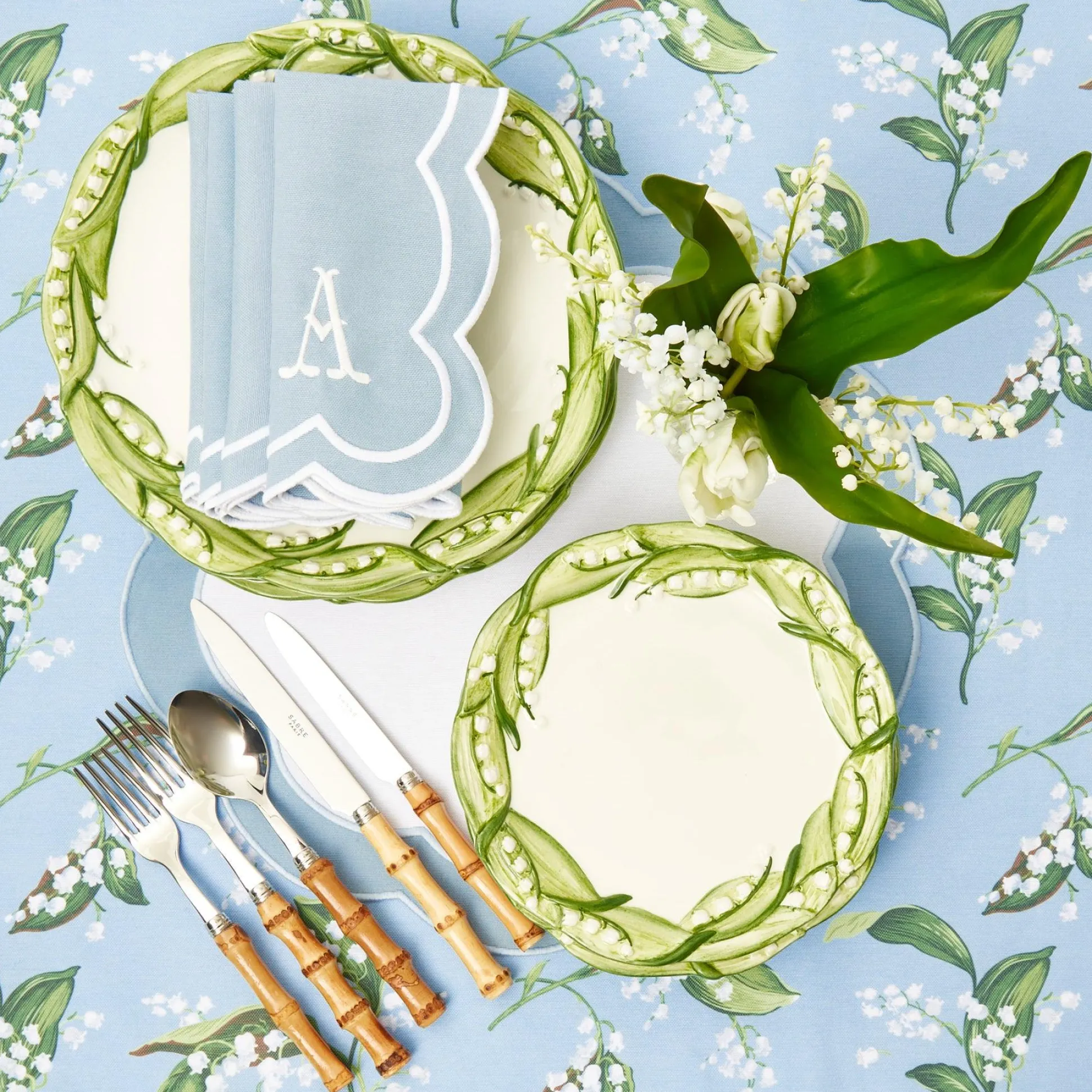 Serena Applique Blue Napkins (Set Of 4)