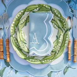 Serena Applique Blue Napkins (Set Of 4)