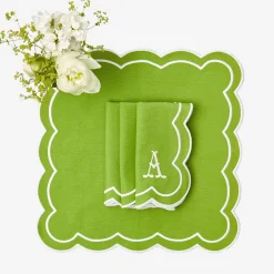 Serena Applique Green Napkins (Set Of 4)