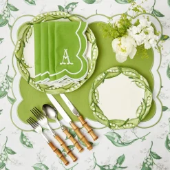 Serena Applique Green Napkins (Set Of 4)