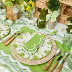 Serena Applique Green Placemats & Napkins (Set Of 4)