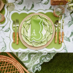 Serena Applique Green Placemats & Napkins (Set Of 4)